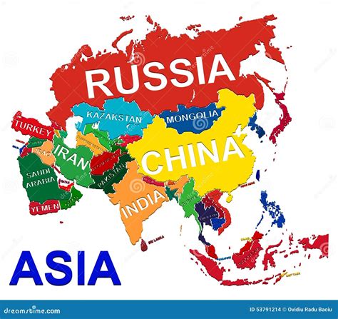 Asia Countries Map Cartoon