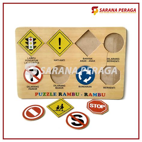 Jual Saranaperaga Puzzle Kayu Rambu Rambu Lalu Lintas Wooden