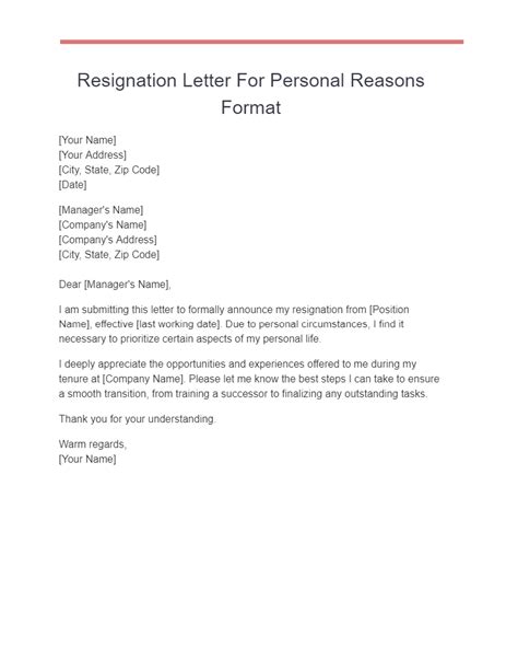 Resignation Letter For Personal Reasons 25 Examples PDF Tips