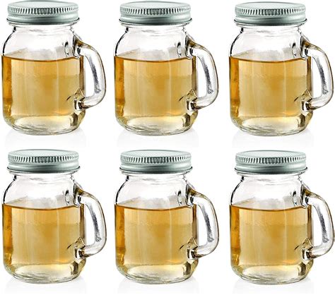 mini 4oz Jar mug shot glass mason jar with handle and lid ...