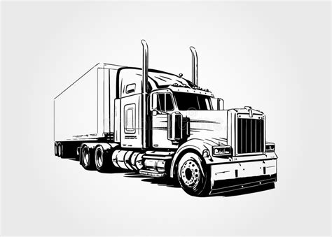 Semi Truck Vector Lorry Freight Transportation Modern Flat Vector