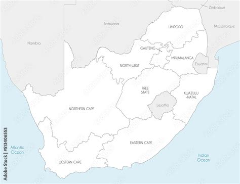 Vector Map Of South Africa With Provinces And Administrative Divisions