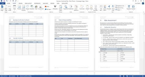 Business Continuity Plan Template Ms Wordexcel Templates Forms