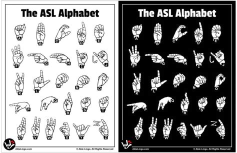 Free Asl Alphabet Chart American Sign Language Able Lingo Asl