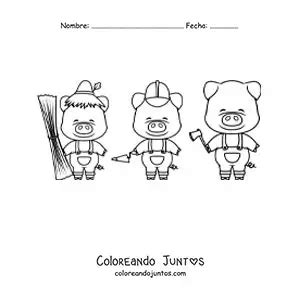 Dibujos De Los Tres Cerditos Para Colorear Gratis Coloreando Juntos