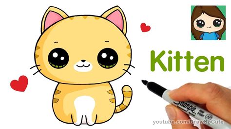 Learn How To Draw A Drawing Cute Kitty With Cute Eyes And Ears