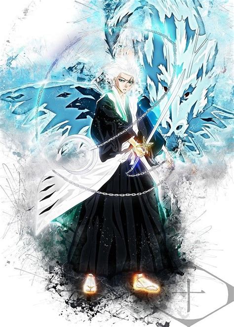 Toushirou Hitsugaya With Hyorinmaru In Shikai Bleach Anime Bleach