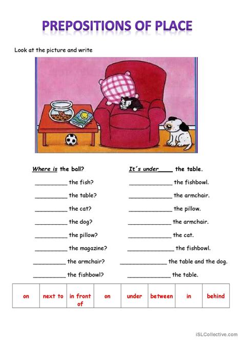 Preposition Of Place Worksheet