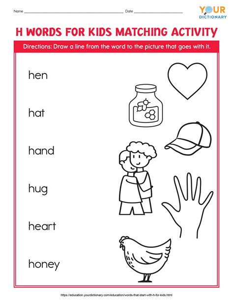 Words That Start With H For Kids