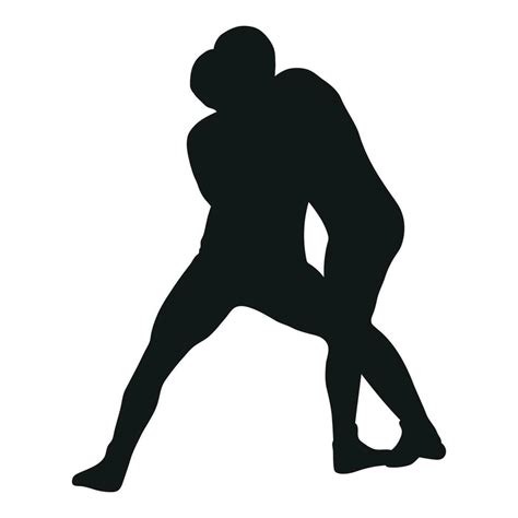 Vector Black Silhouette Of A Wrestler Wrestling Duel Fight Struggle