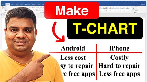 How To Make A T Chart On Microsoft Word Youtube