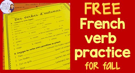 Free French Verb Worksheets For Fall Mme Rs French Resources