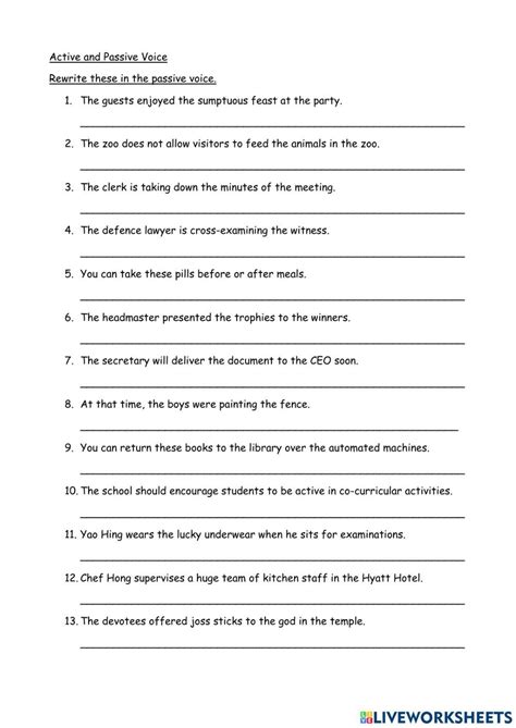 Active And Passive Voice Online Worksheet For Grade You Can Do The