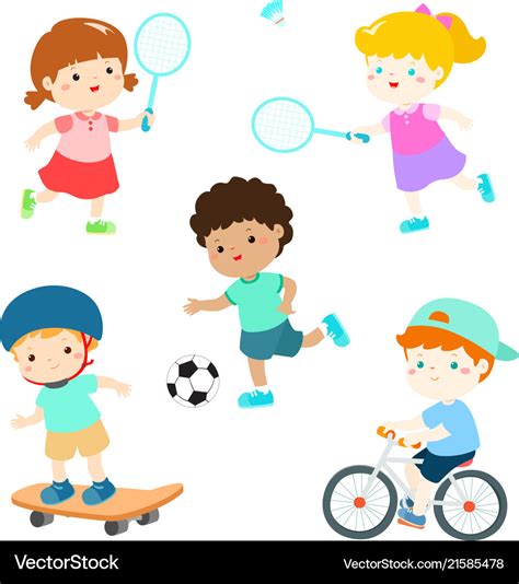 Kids In Various Sport Activity Royalty Free Vector Image