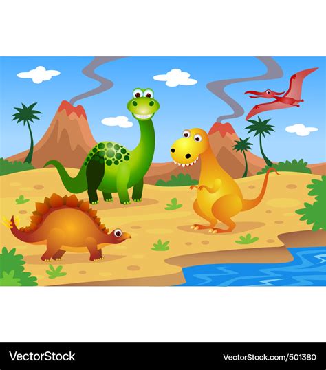 Dinosaurs Cartoon Royalty Free Vector Image Vectorstock