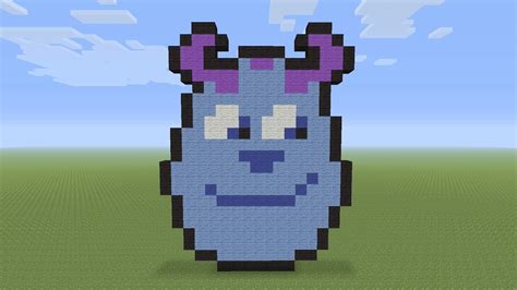 Minecraft Pixel Art Sulley Head From Monsters Inc YouTube