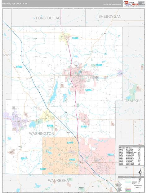 Washington County Wi Wall Map Premium Style By Marketmaps Mapsales