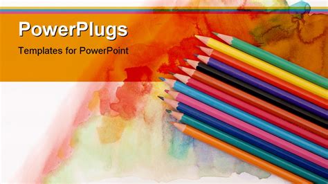 Powerpoint Template A Collection Of Color Pencils With Multi Colored