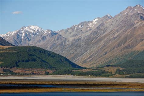 Mount Cook In Evening Light With Clouds On Summit Stock Photo Image