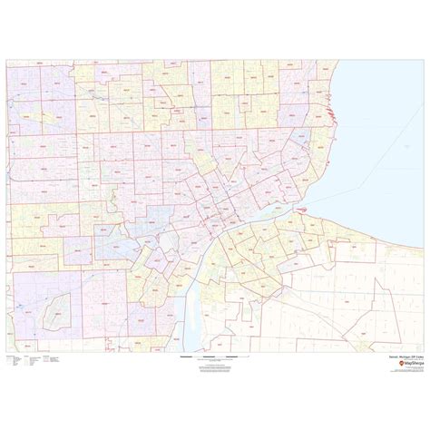 Detroit Michigan Zip Codes By Map Sherpa The Map Shop