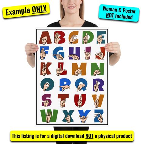 Sign Language Alphabet Chart Asl Abcs Chart Sign Language Etsy