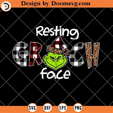 Resting Pattern Grinch Face SVG Funny Grinch Christmas SVG Doomsvg