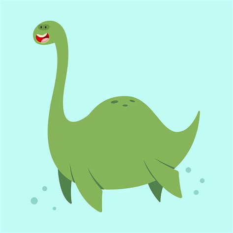 Cute Cartoon Loch Ness Monster Vector Illustration Of A Nessie