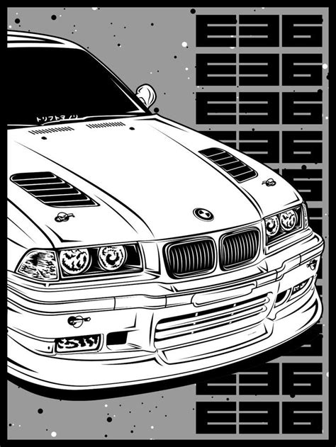 Bmw E36 Stance Comic Style Bmw M4 Gtr Drawing Bmw E36 Drift Bmw