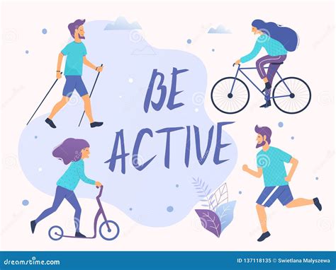 Be Active Vector Illustration Healthy Active Lifestyle Stock