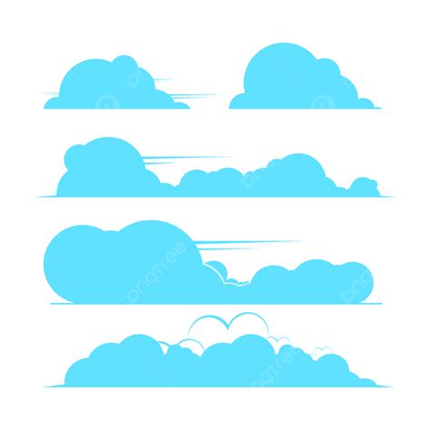 Gambar Set Awan Biru Awan Cloud Set Awan Lucu Png Dan Vektor Dengan