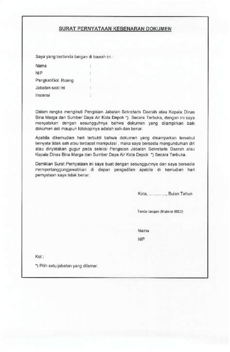 Pdf Surat Pernyataan Kebenaran Dokumen Ahmad Mujahidin