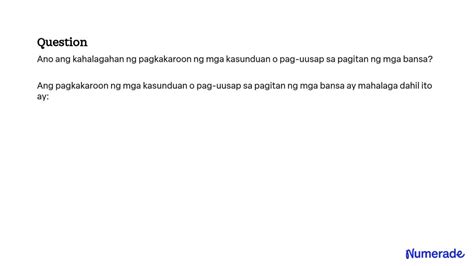 SOLVED Ano Ang Kahalagahan Ng Pagkakaroon Ng Mga Kasunduan O Pag Uusap