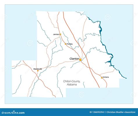 Large Map Of Chilton County In Alabama Stock Vector Illustration Of