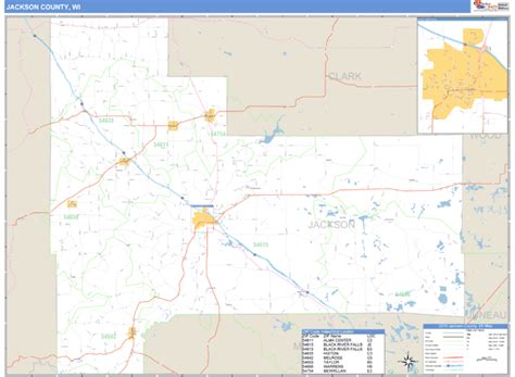 Jackson County Wisconsin Zip Code Wall Map