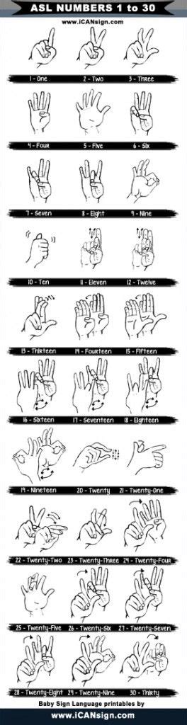 Asl Number Chart Printable