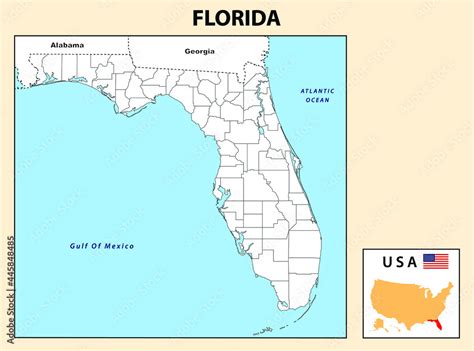 Florida Map Political Map Of Florida In Outline District Map With Usa