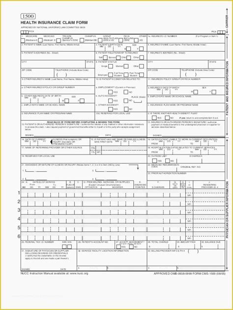 Cms 1500 Claim Form Fillable Free Printable Forms Free Online