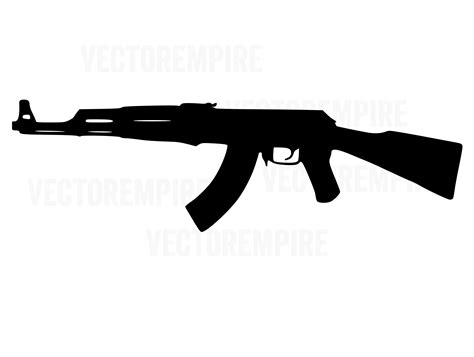 AK 47 SVG Gun Vector AK47 Rifle SVG Gun Cricut Files Rifle Clip Art Gun