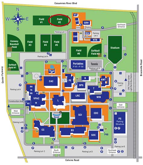 American River College Campus Map Maping Resources