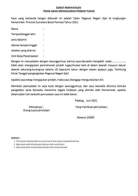 Contoh Surat Pernyataan Diri