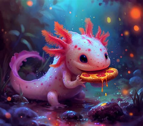 Axolotl Eating Tumbler Wrap 3d Axolotl Sublimation Png Cute Axolotl