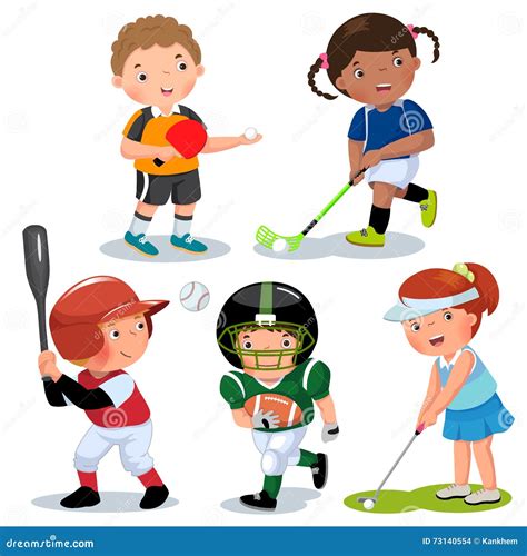 Vector Illustration Of Various Sports Kids On A White Background Stock