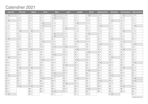 Calendrier 2021 à Imprimer Pdf Et Excel