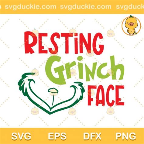 Resting Grinch Face Svg Grinch Face Wearing Santa Hat Svg