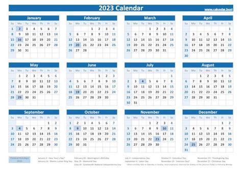 2023 Calendar With Holidays Us Federal Holidays