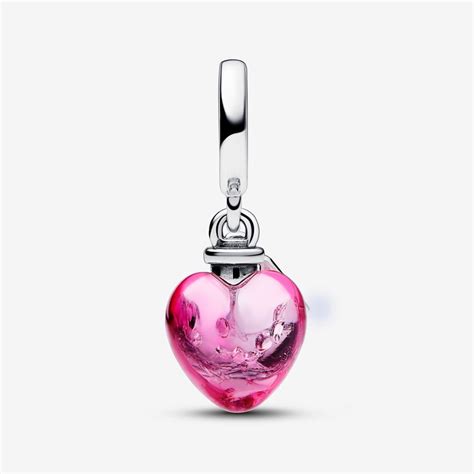 Love Potion Murano Glass Heart Dangle Charm Sterling Silver Pandora