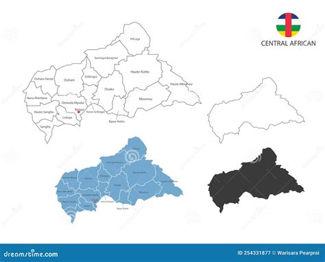 4 Style Of Central African Map Vector Illustration Have All Province