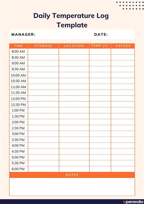 Temperature Log Template Automate Your Daily Temperature Log Sheet