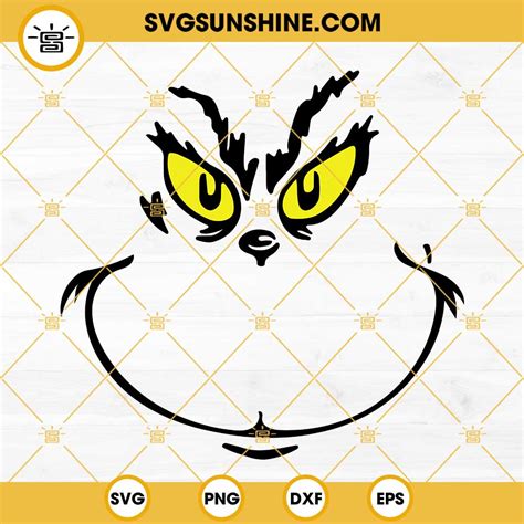 Grinch Face Svg Grinch Clipart Cricut Grinch Face Digital Vector Svg