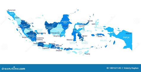 Indonesia Map Cities Regions Vector Stock Illustration